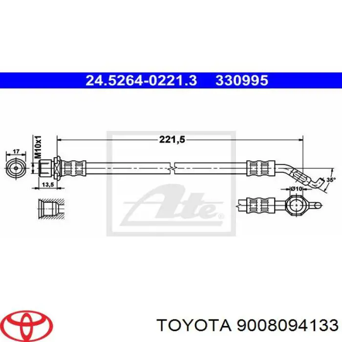 Шланг гальмівний задній Toyota 9008094138 ціна, від 9.50 USD
