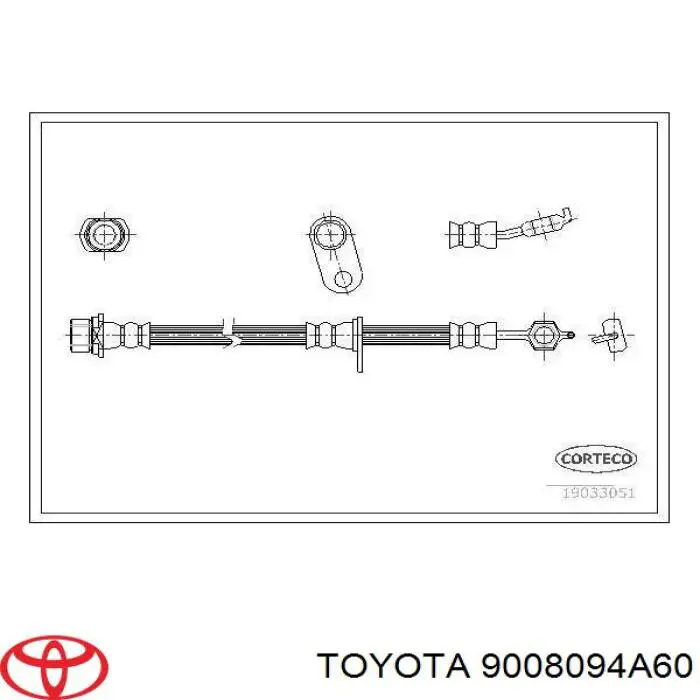 Шланг гальмівний передній, правий 9008094A60 Toyota