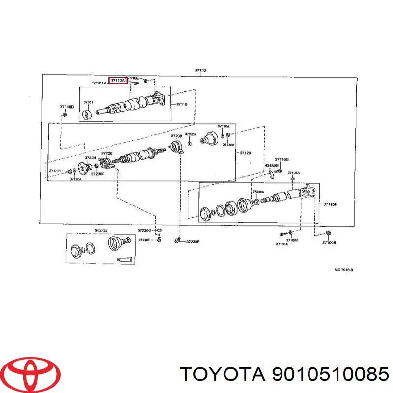 Болт кріплення скоби кардана на Toyota RAV4 (XA2)