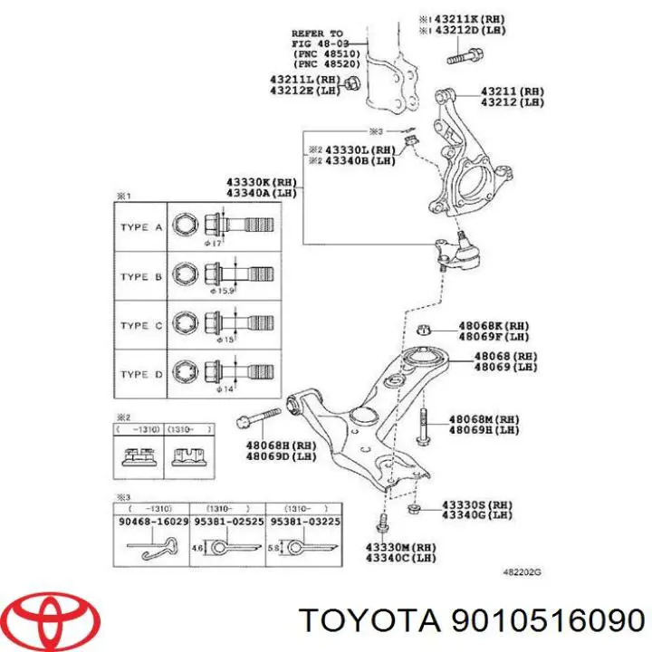 Болт переднього важеля Toyota Avensis (T27) (Тойота Авенсіс)