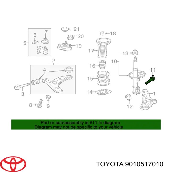 Купити 9010517010 Toyota Болт кріплення амортизатора переднього