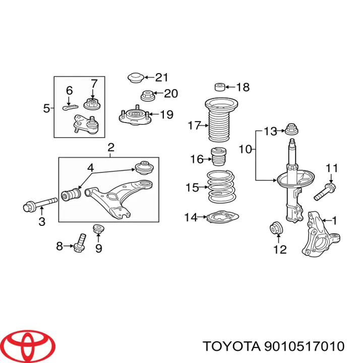 Болт кріплення амортизатора переднього Toyota 9010517010 ціна, від 4.51 USD