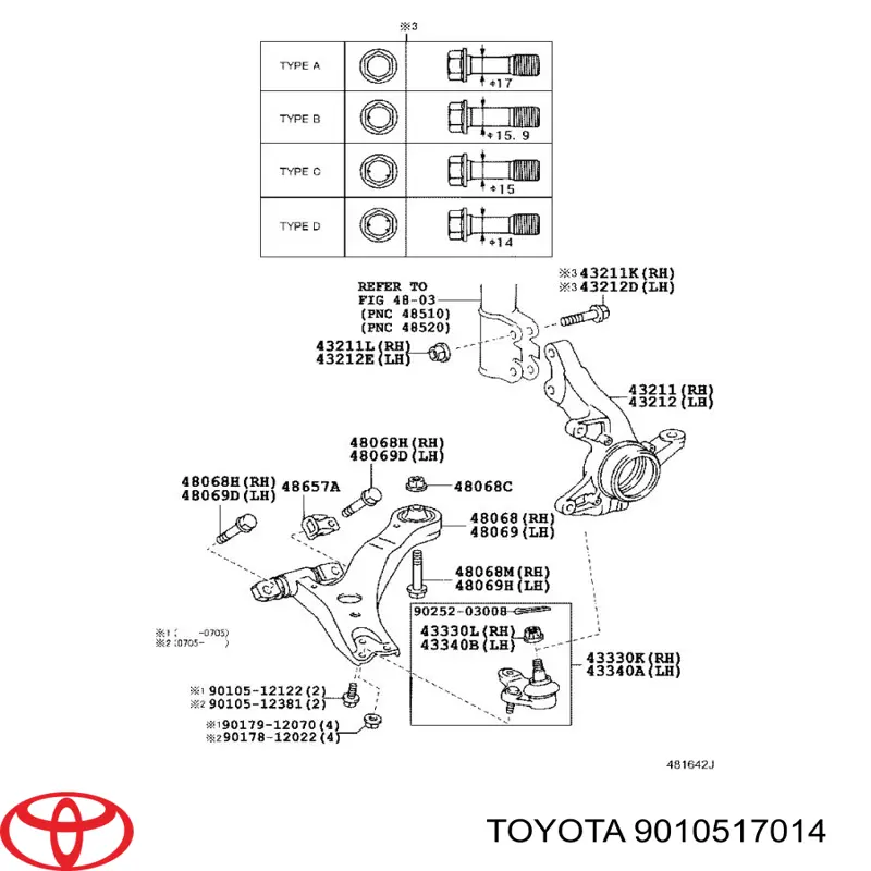 Болт кріплення амортизатора переднього Toyota 9010517014 ціна, від 4.55 USD