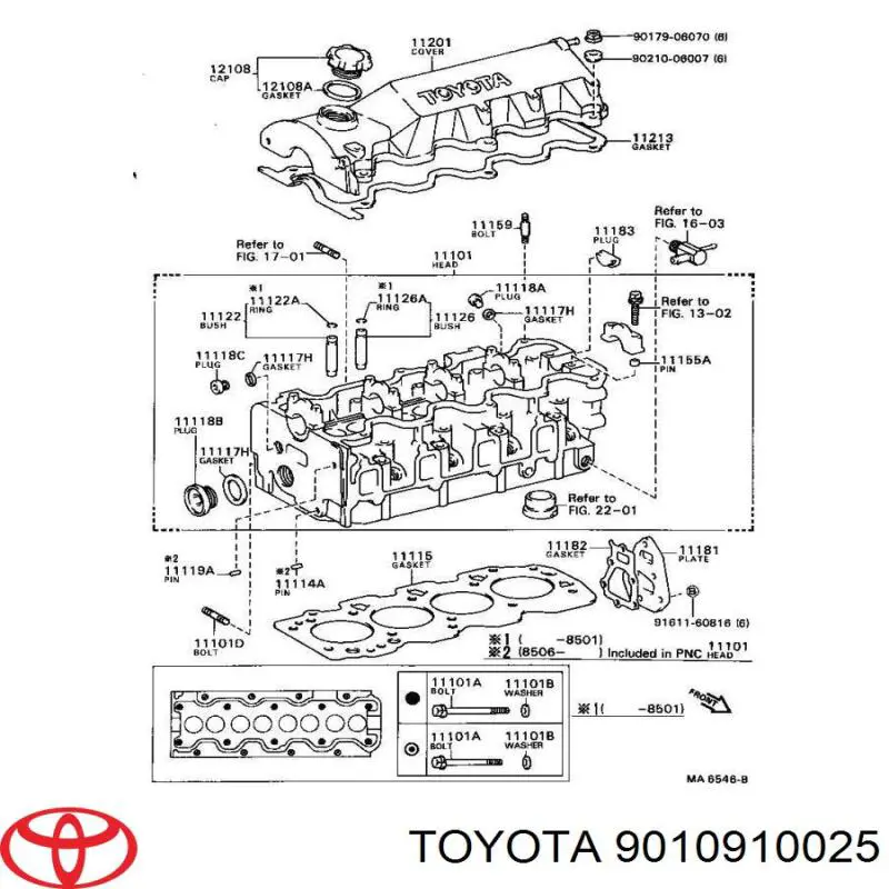 9010910025 Toyota болт головки блока циліндрів, гбц
