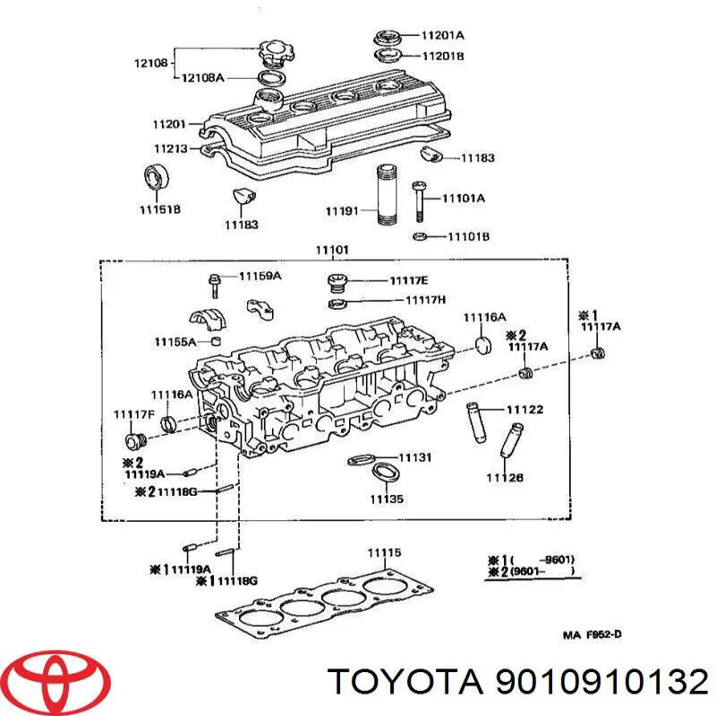 9010910132 Toyota болт головки блока циліндрів, гбц