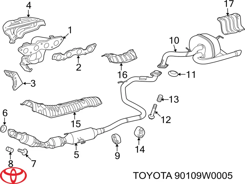 Болт вихлопної системи (глушника) 90109W0005 Toyota