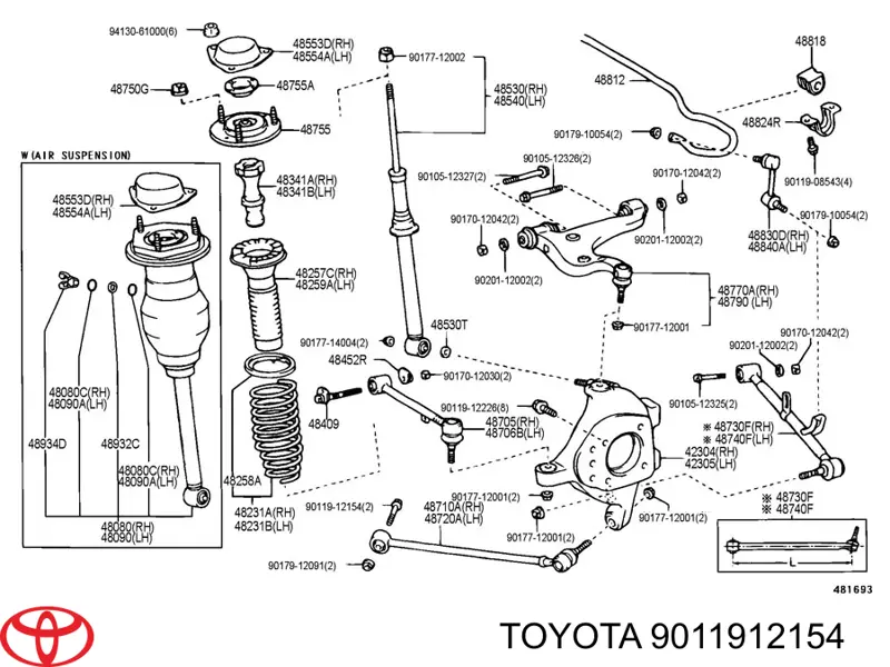 Болт кріплення заднього нижнього важеля Toyota 9011912154 ціна, від 11.55 USD