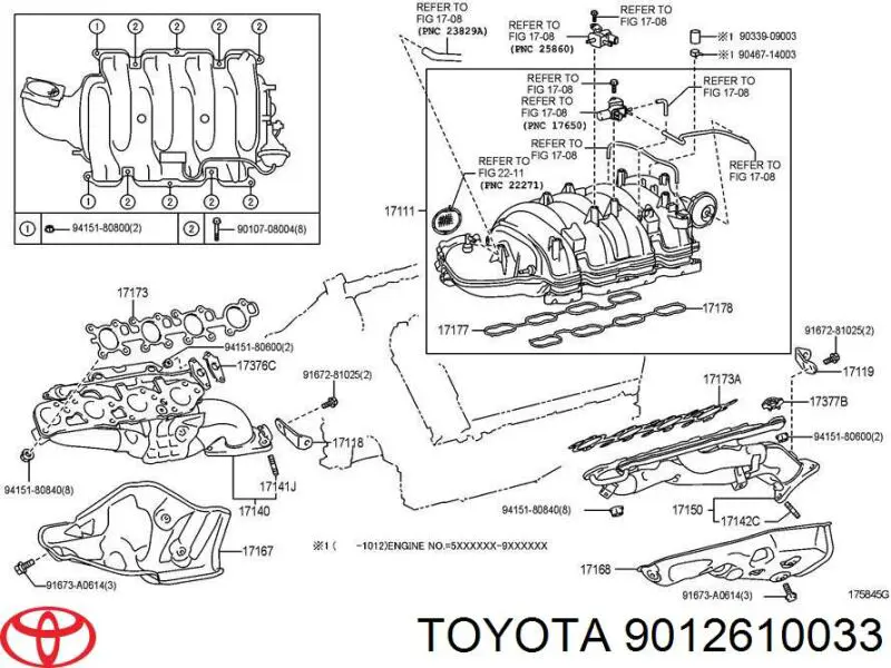 Болт / шпилька випускного колектора Toyota Auris JPP (E15) (Тойота Ауріс)