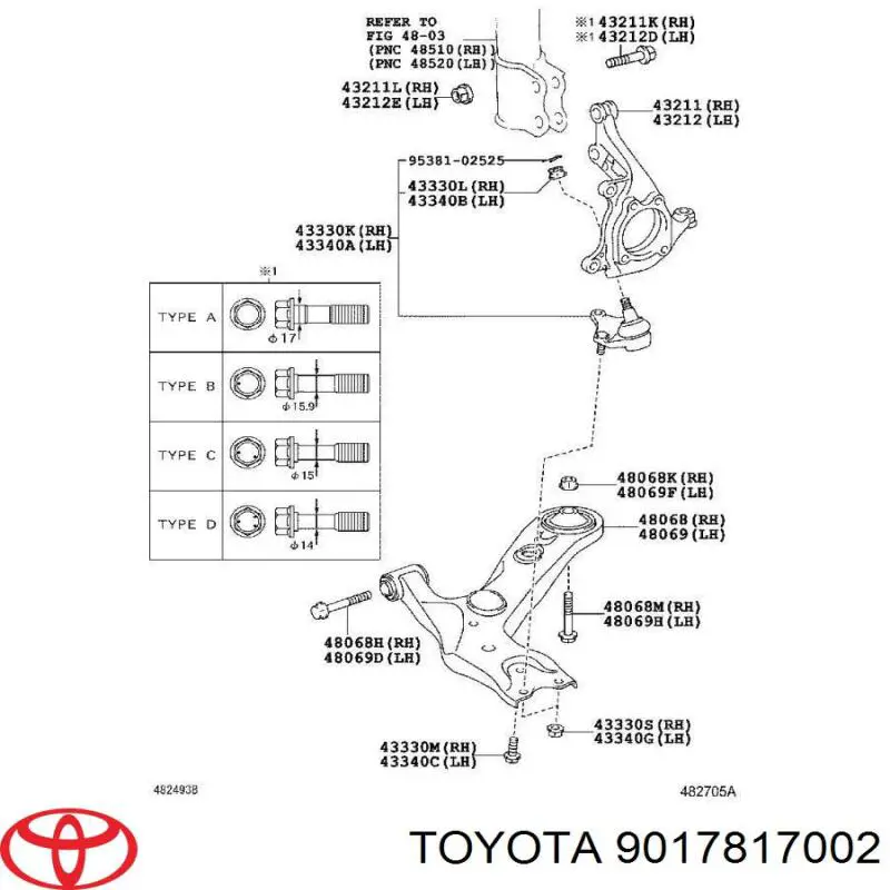 Гайка кріплення амортизатора Toyota 9017817002 ціна, від 2.23 USD