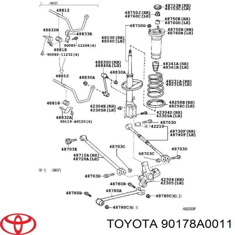 Купити 90178A0011 Toyota Гайка заднього нижнього важеля ексцентрична (розвалу)