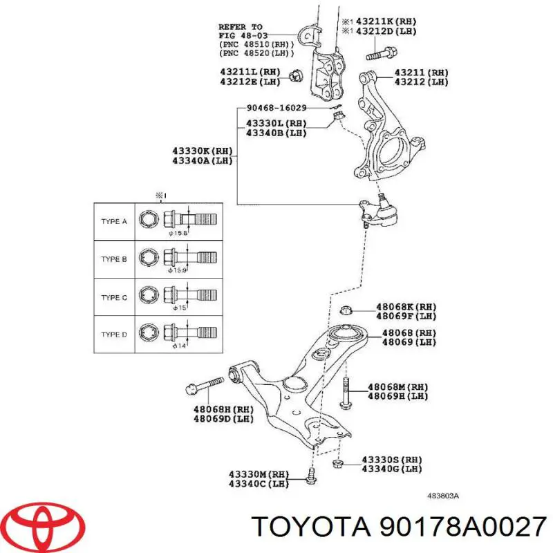 Гайка кріплення амортизатора Toyota 90178A0027 ціна, від 1.77 USD