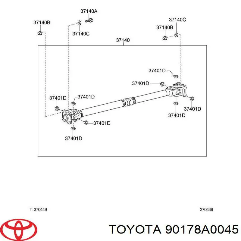 Гайка болта карданного валу 90178A0045 Toyota