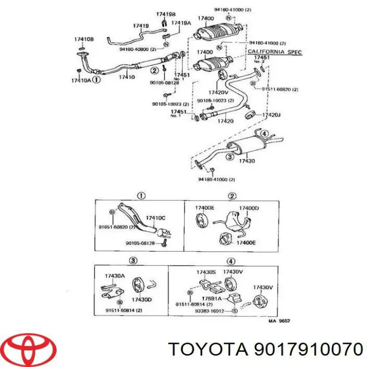Гайка кріплення приймальної труби глушника (штанів) Toyota Camry (V1) (Тойота Камрі)