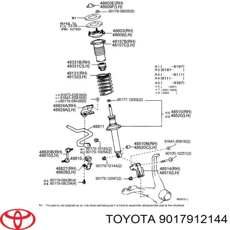 Гайка передньої стійки стабілізатора Toyota 9017912144 ціна, від 2.11 USD