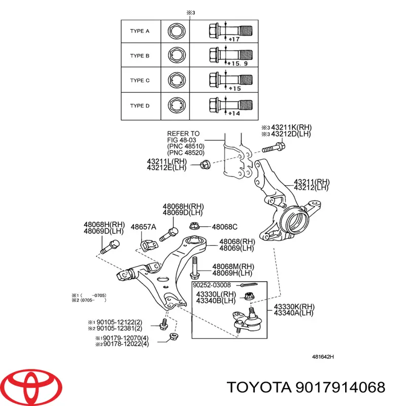Купити 9017914068 Toyota Гайка болта кріплення переднього важеля, нижнього