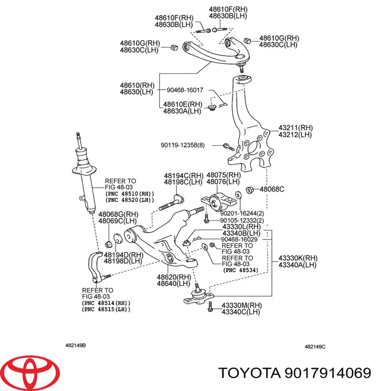 Гайка болта кріплення переднього важеля, нижнього Toyota 9017914069 ціна, від 1.27 USD