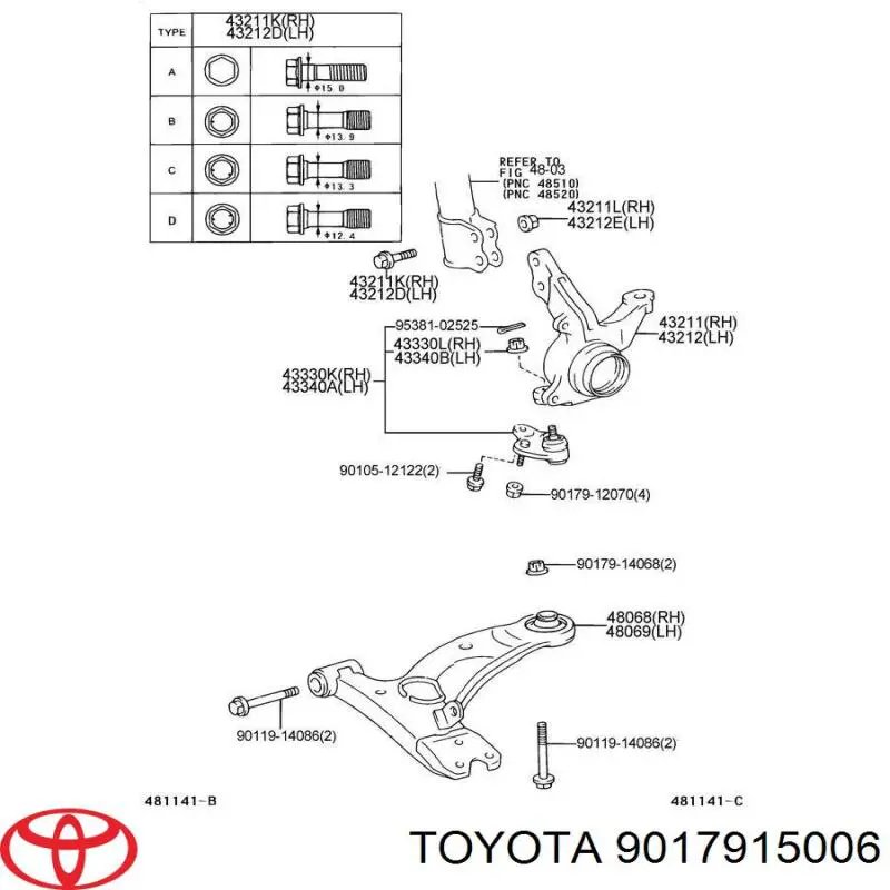 Гайка кріплення амортизатора Toyota 9017915006 ціна, від 0.99 USD