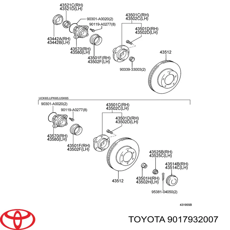Купити 9017932007 Toyota Гайка маточини передньої
