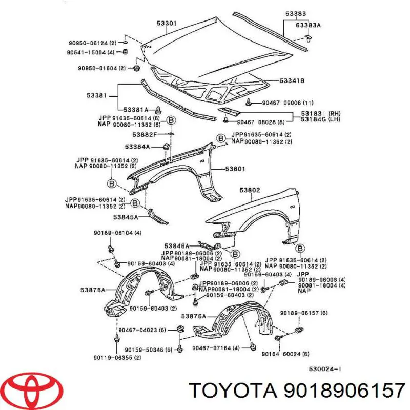 9018906157 Toyota пістон (кліп кріплення бризковика)