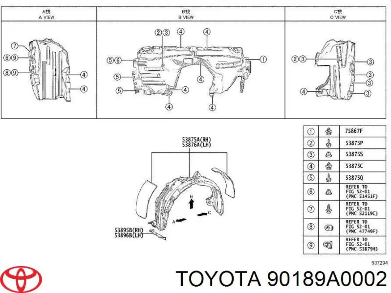  Toyota 90189A0002 ціна, від 0.35 USD