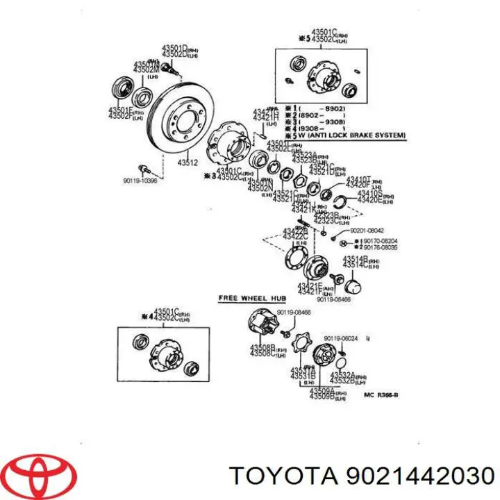 Купити 9021442030 Toyota Кільце стопорне підшипника передньої маточини
