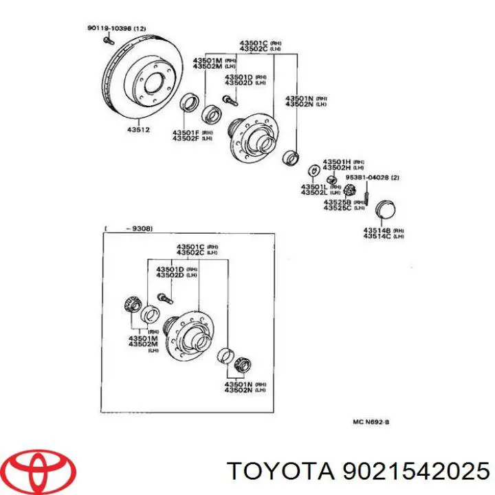 Купити 9021542025 Toyota Кільце стопорне підшипника передньої маточини