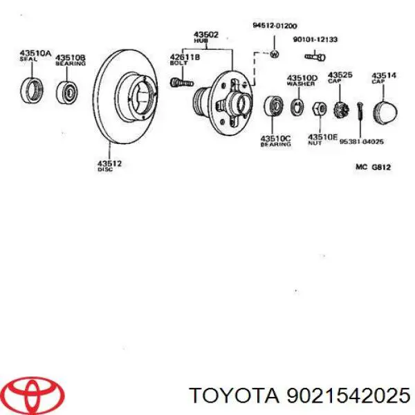 9021542025 Toyota кільце стопорне підшипника передньої маточини