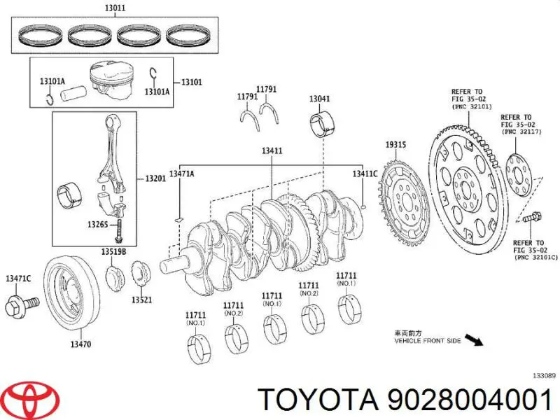 Купити 9028004001 Toyota Шпонка коленвала