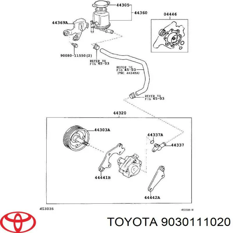 Кільце насосу гідроусіслітеля керма Toyota Matrix (Тойота Матрікс)