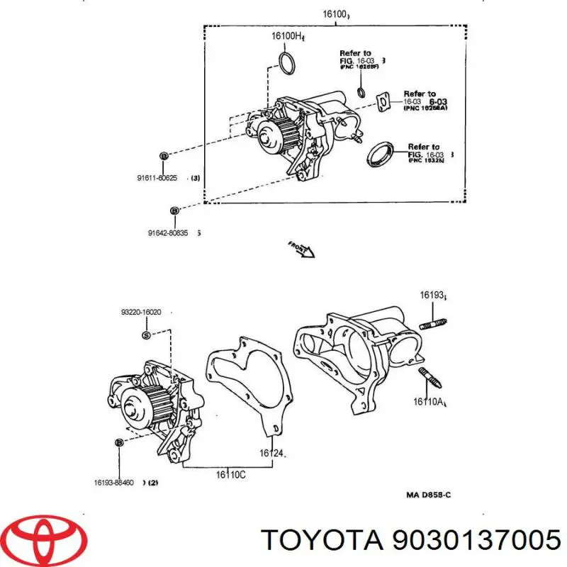 Прокладка водяної помпи Toyota RAV4 1 Cabrio (SXA 10) (Тойота Рав4)