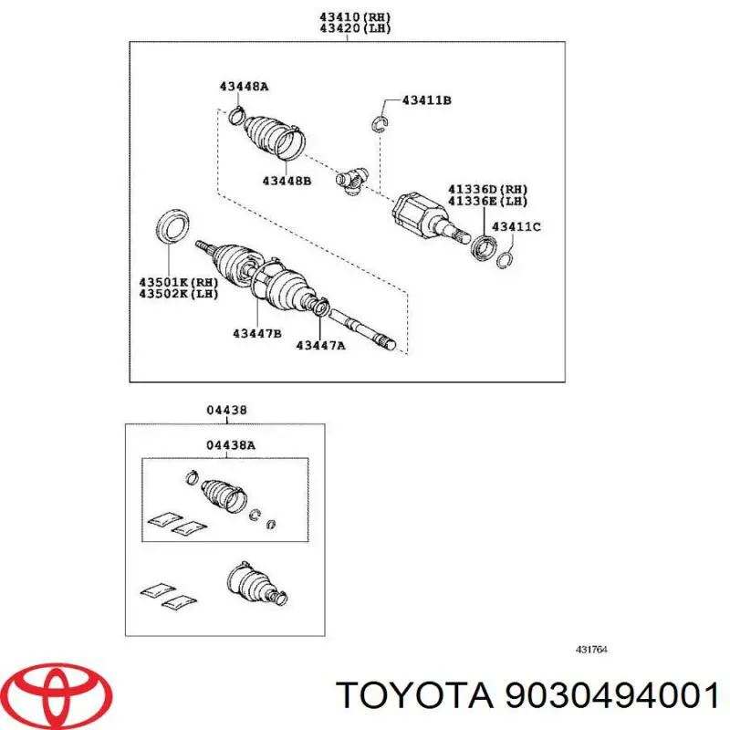 9030494001 Toyota Сальник піввісі переднього моста, лівої
