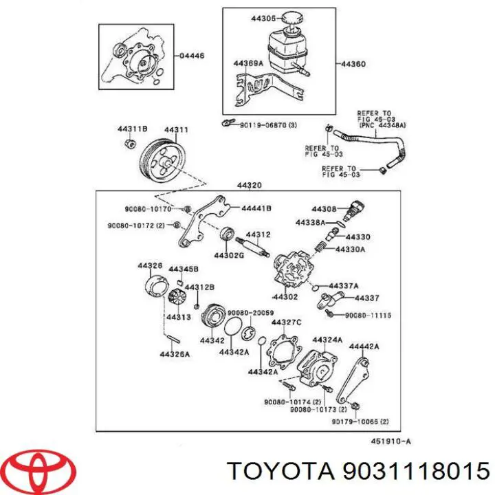 Сальник насосу г/п керма (ГПК) на Toyota Previa (ACR3)