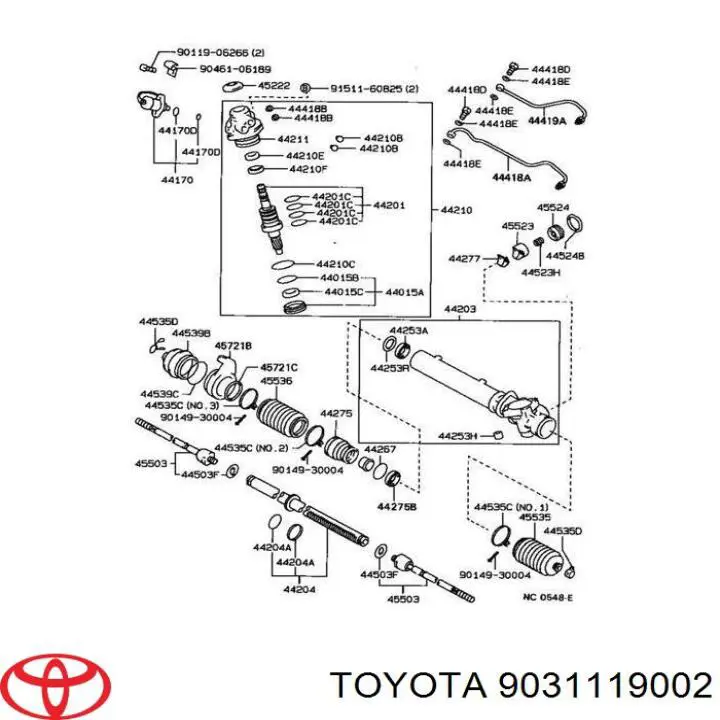 Втулка рульової рейки Toyota 9031119002 ціна, від 2.51 USD