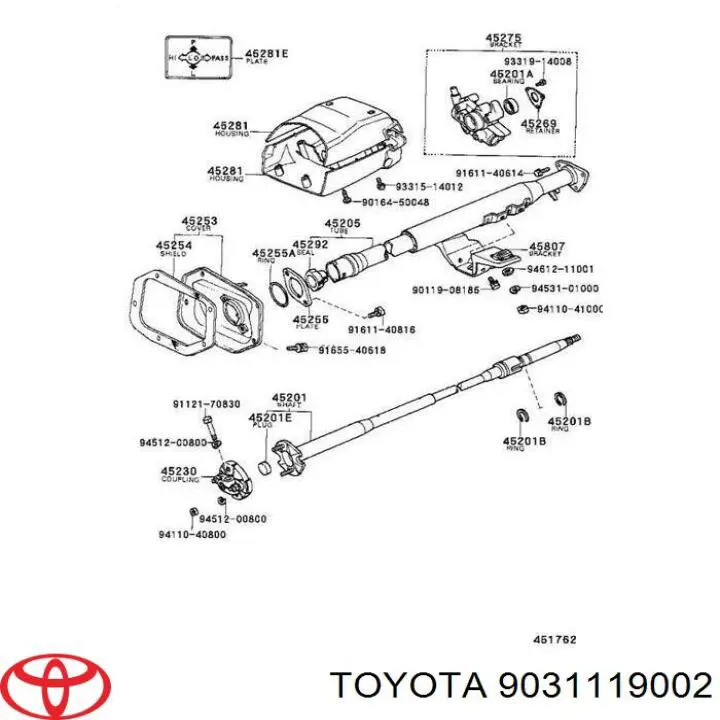 9031119002 Toyota сальник рульової рейки/механізму (див. типорозміри)