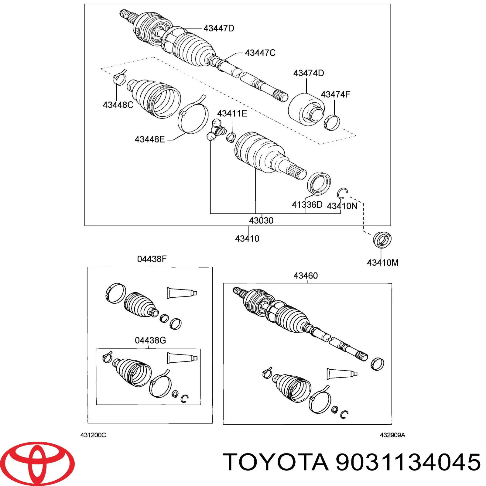 Сальник піввісі переднього моста, правою Toyota 9031134045 ціна, від 11.75 USD