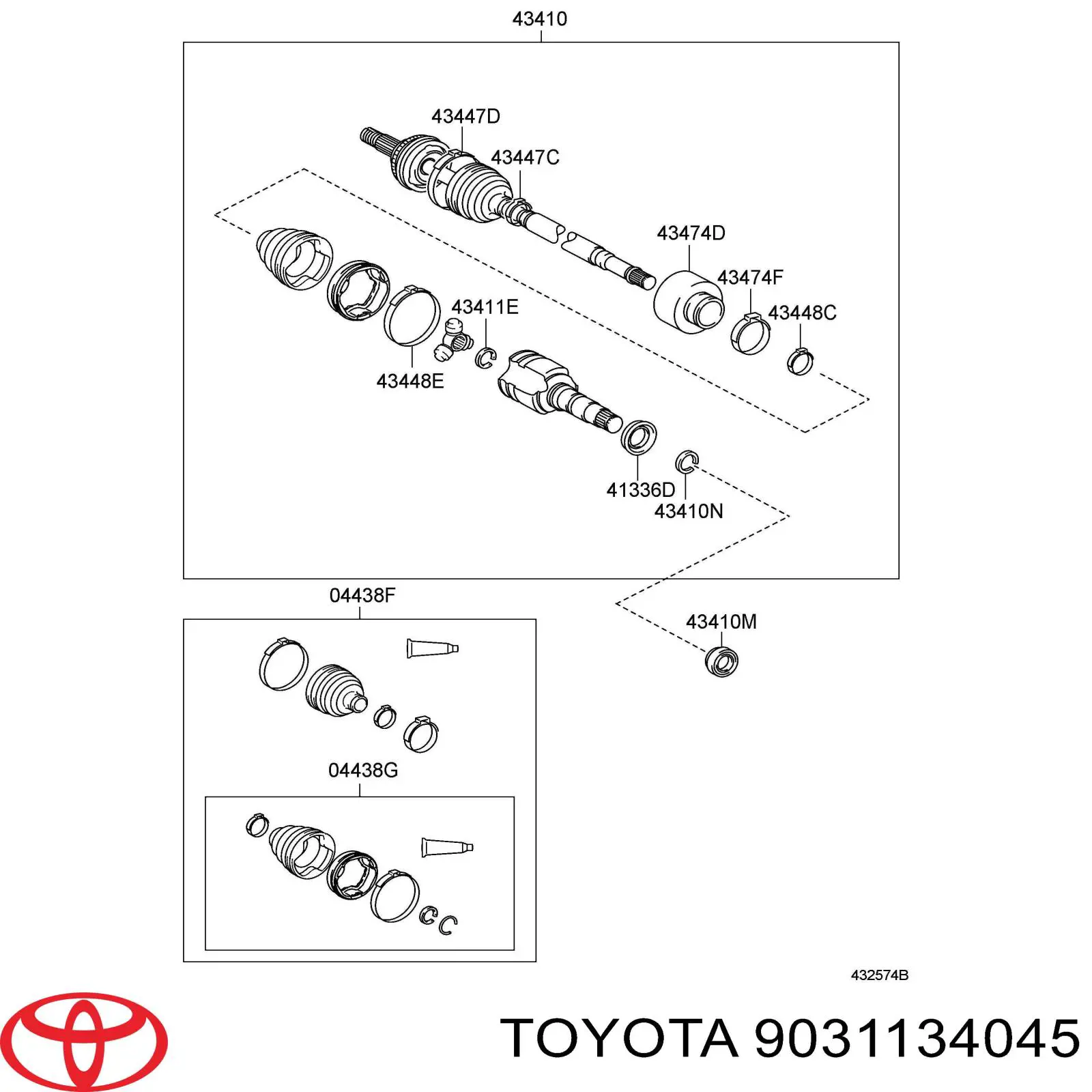 Сальник піввісі переднього моста, правою 9031134045 Toyota
