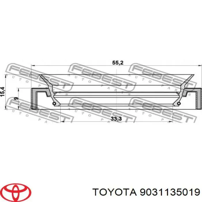9031135019 Toyota сальник акпп/кпп, вихідного/вторинного валу