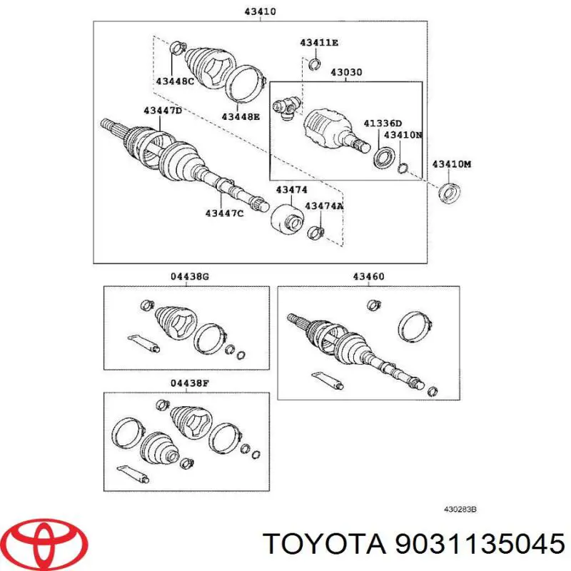 9031135045 Toyota Сальник півосі переднього моста, правої