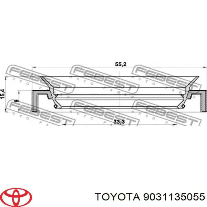 Сальник піввісі переднього моста, правою Toyota Corolla (E18) (Тойота Королла)