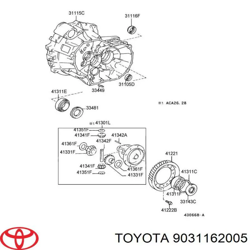 Сальник роздавальної коробки, передній вихідний 9031162005 Toyota