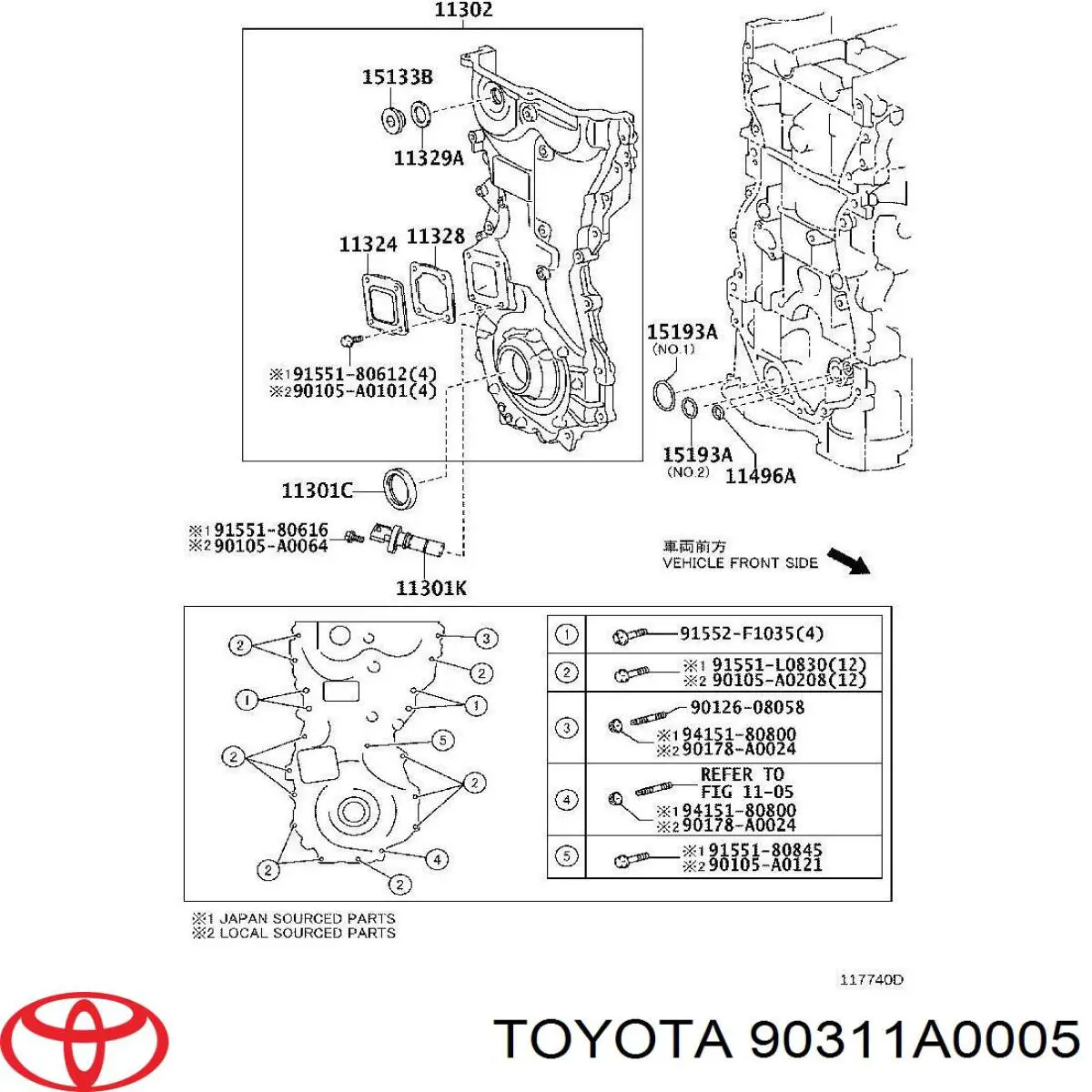 90311A0005 Toyota Сальник колінчастого валу