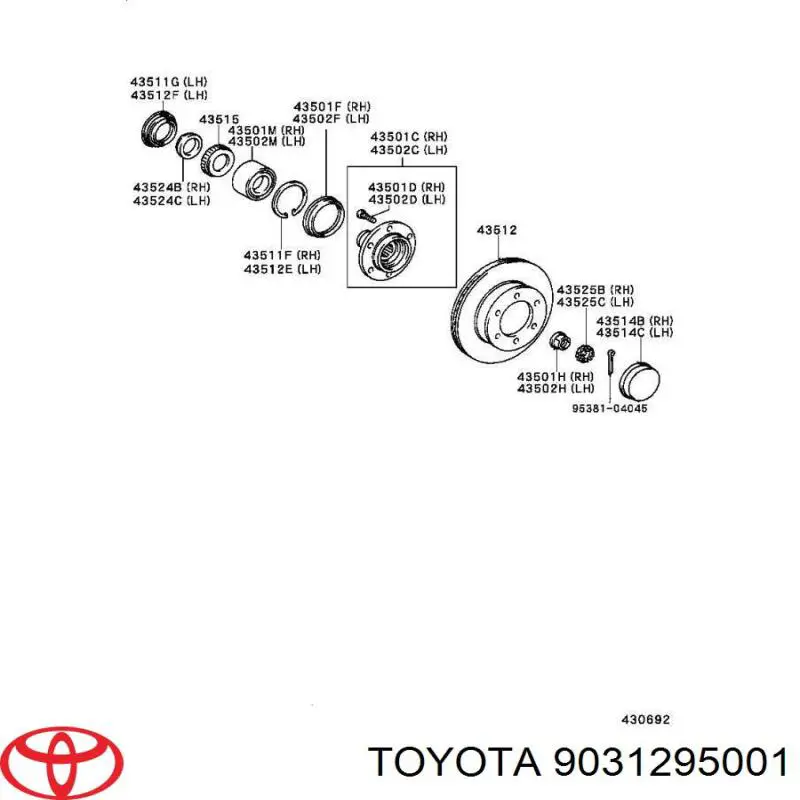 9031295001 Toyota підшипник маточини передньої