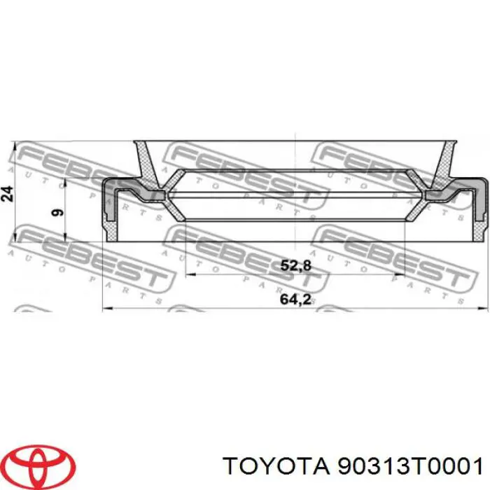 Сальник задньої маточини 90313T0001 Toyota