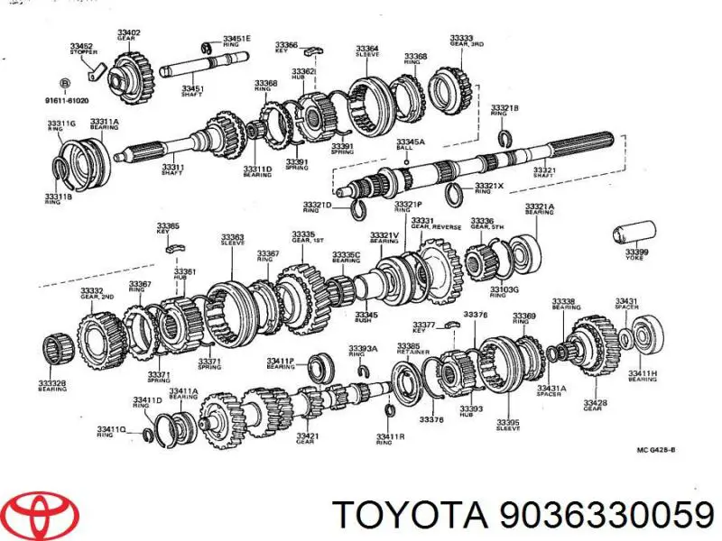 Підшипник вторинного валу коробки Toyota Previa (TCR1, TCR2) (Тойота Превія)