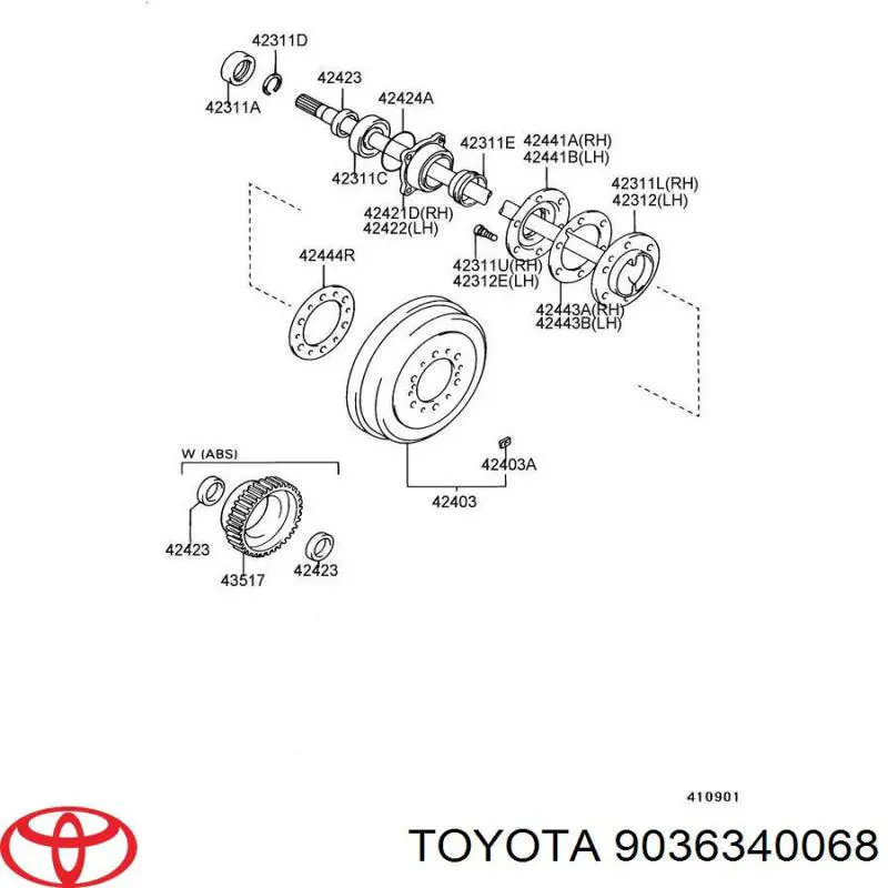 Купити 9036340068 Toyota Підшипник піввісі заднього моста