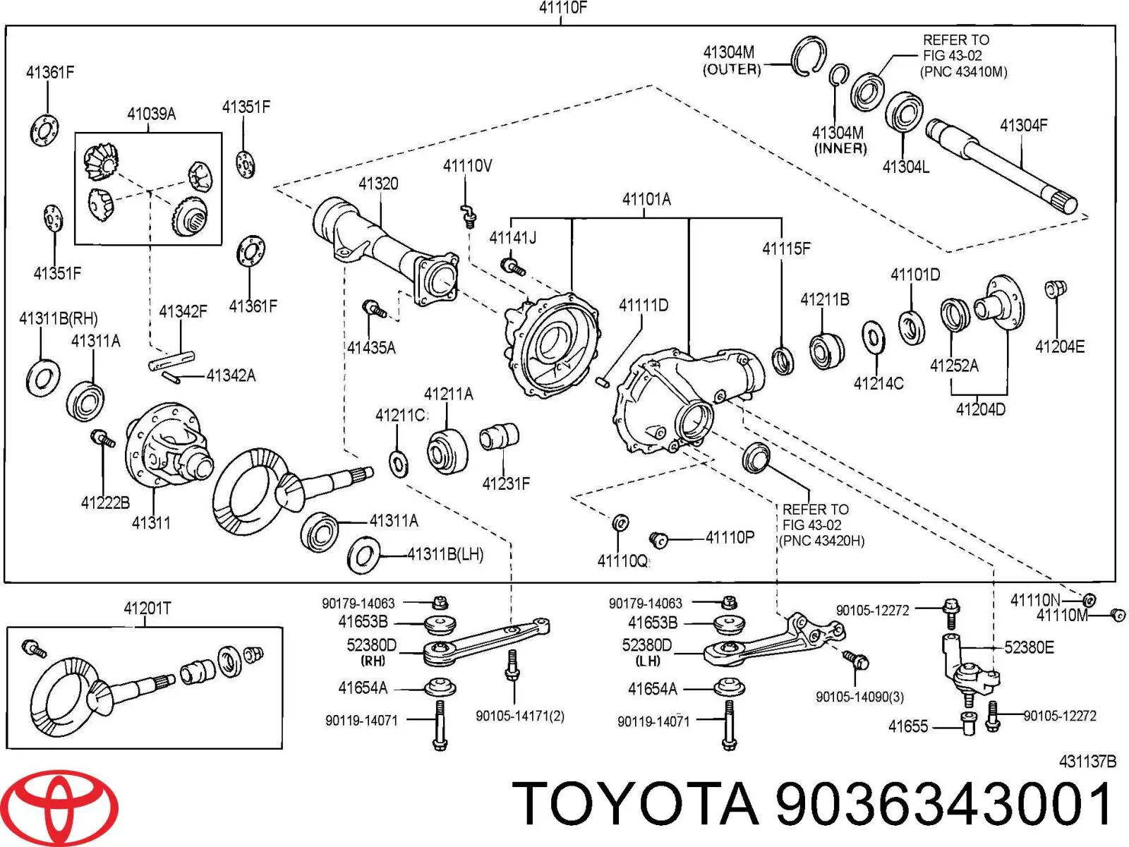 Підшипник диференціалу переднього моста 9036343001 Toyota