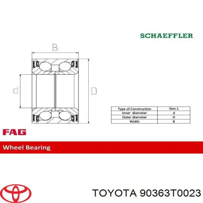 Купити 90363T0023 Toyota Підшипник ступиці передньої