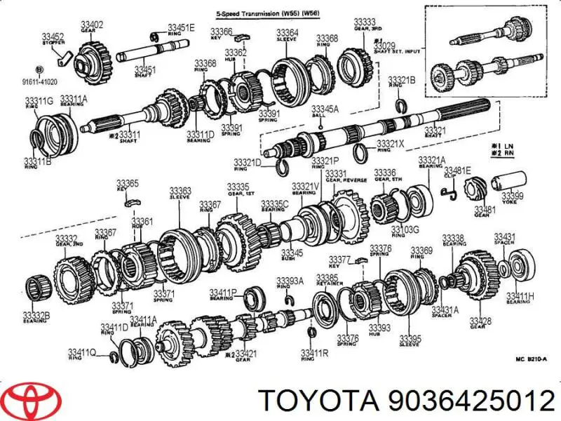 Підшипник первинного валу коробки Toyota 9036425012 ціна, від 13.00 USD