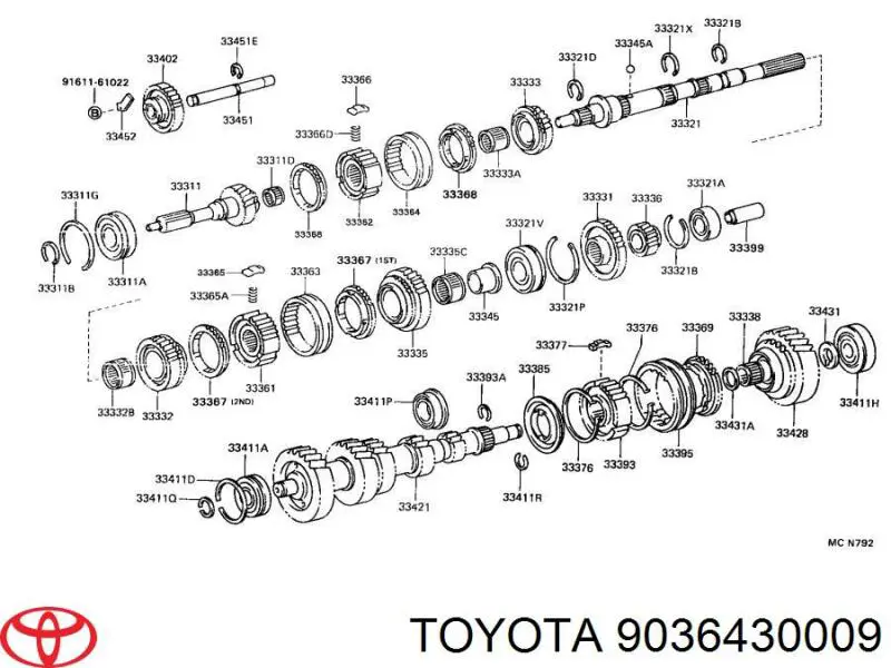 9036430009 Toyota підшипник шестірні 5-ї передачі кпп