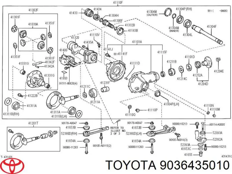  Підшипник диференціалу переднього моста Toyota Hilux 